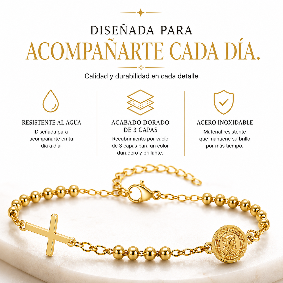 Pulsera Religiosa Resistente al Agua